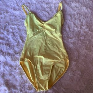 Motionwear Bright Yellow Pinch Front Cami Leotard